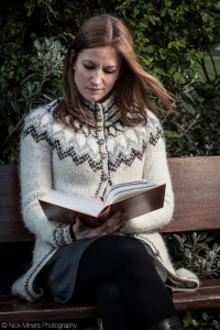 Icelandic teacher Svava Skúladóttir looking up her favourite word in the dictionary 